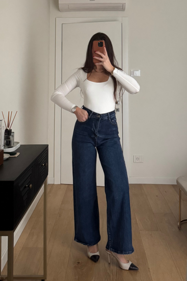 Jeans dritto vita alta