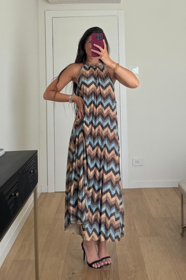 Abito lungo fantasia chevron