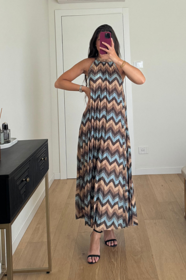 Abito lungo fantasia chevron