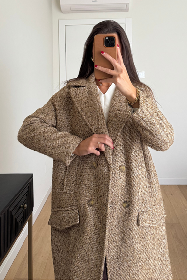 ECO Cappotto doppiopetto tramato