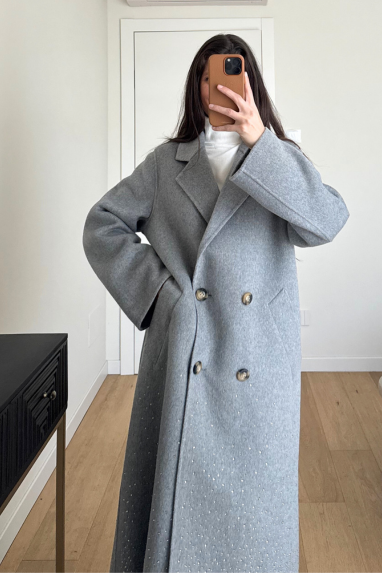 ECO Cappotto in lana con strass