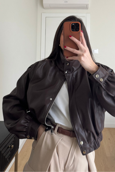 Bomber in ecopelle