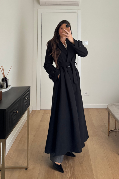 Cappotto lungo monopetto con fusciacca