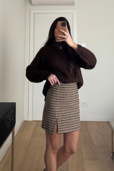 ECO Minigonna check con spacco