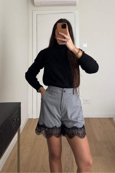 TWENTY Pantaloncino spigato con pizzo