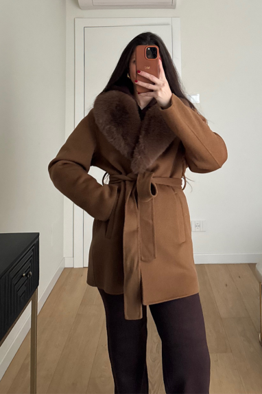 ECO Cappottino con collo in ecopelliccia