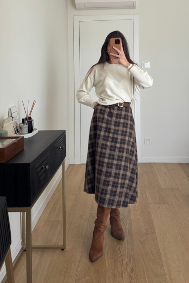 Gonna midi tartan