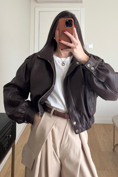 Bomber in ecopelle