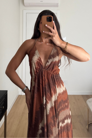 Abito lungo fantasia lurex