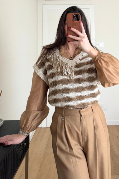 ECO Gilet con frange