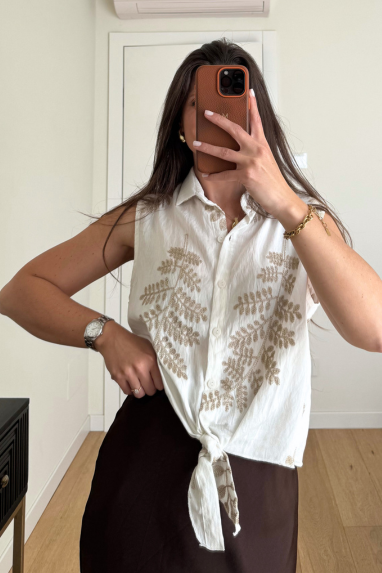 MAISON AMOUR Camicia smanicata con ricamo