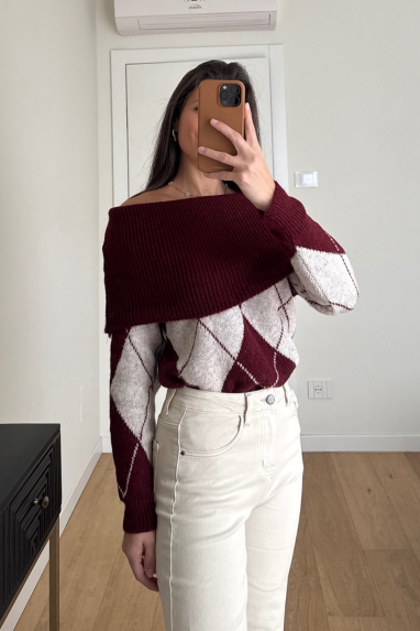 TWENTY Maglia collo shiffer trama rombi