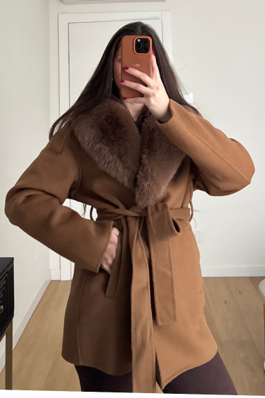 ECO Cappottino con collo in ecopelliccia