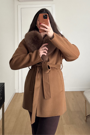 ECO Cappottino con collo in ecopelliccia