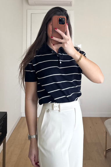 Polo in filo a righe