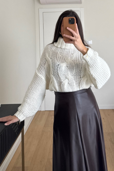 Maglione collo alto con lana