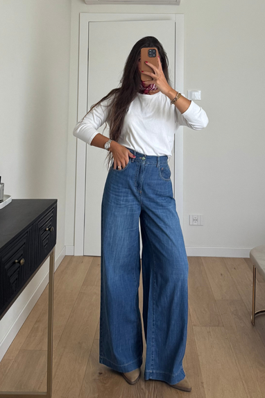 ECO Jeans palazzo con elastico in vita