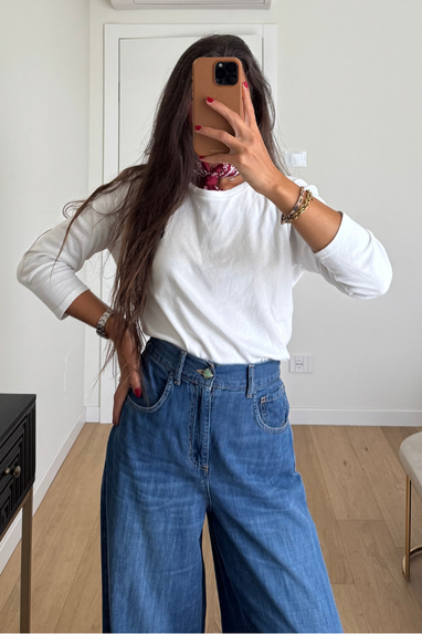 ECO Jeans palazzo con elastico in vita