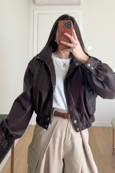 Bomber in ecopelle