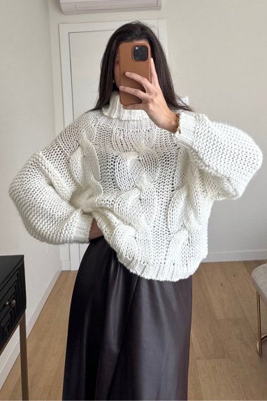 Maglione collo alto con lana