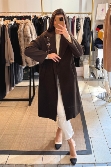 Cappotto monopetto con fodera animalier