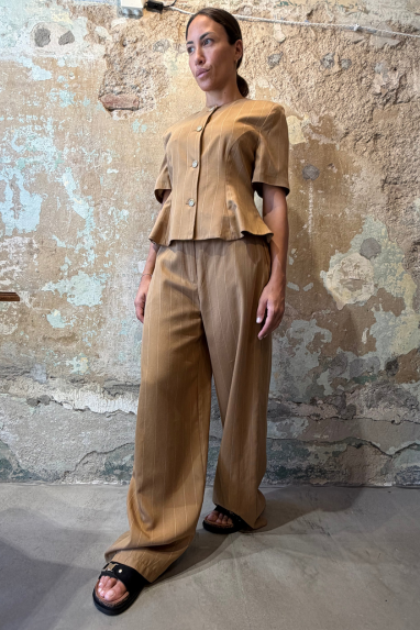 ECO Completo Gessato Camel