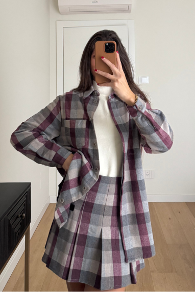 Camicia a quadri bottoni a scomparsa
