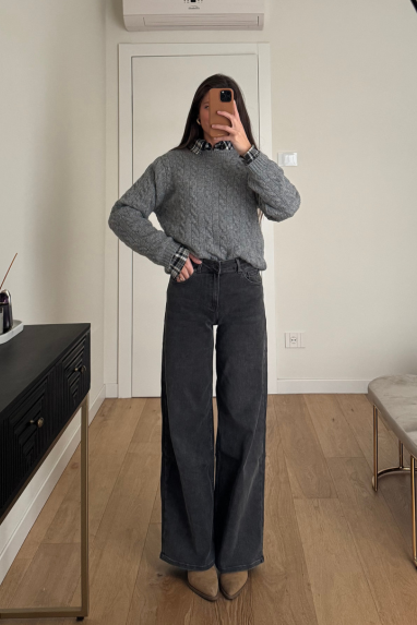 Jeans grigio palazzo