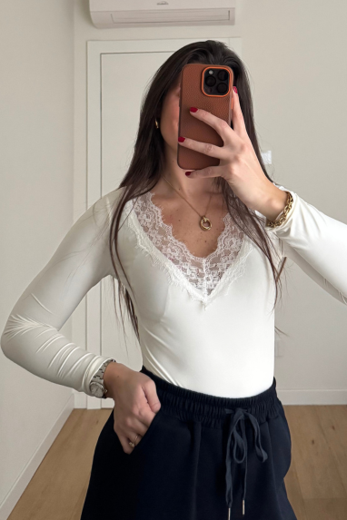 Body scollo a V con pizzo