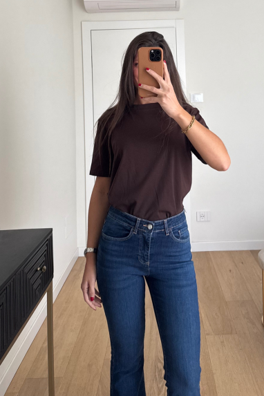 ECO Jeans a zampa con bottone gioiello