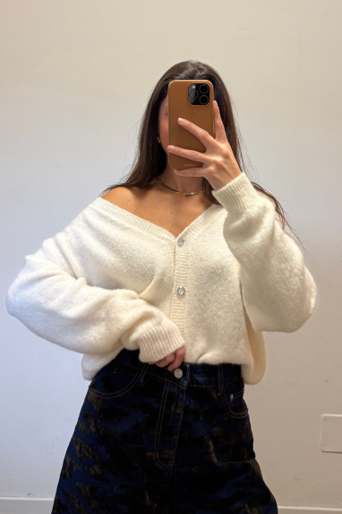 TWENTY Cardigan con bottoni gioiello