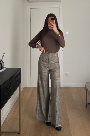 Pantalone tailleur macro check