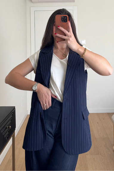 Gilet monopetto gessato