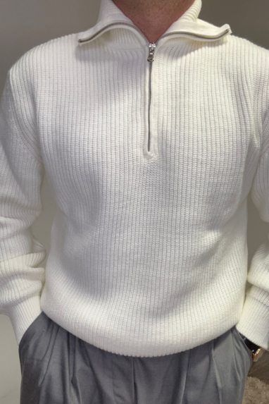 MAN Maglia con zip a costine