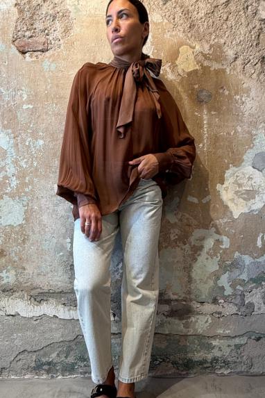 ECO Blusa Chiffon con Fiocco