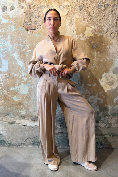 ECO Pantalone Palazzo con Pince